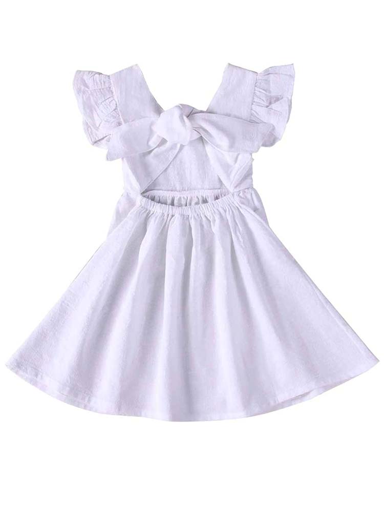 White Tie Bow Back Girls Party Dress - 9m to 12m - Stylemykid.com