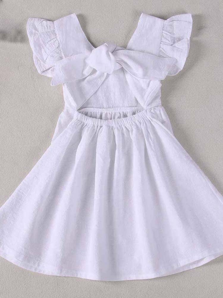 White Tie Bow Back Girls Party Dress - 9m to 12m - Stylemykid.com