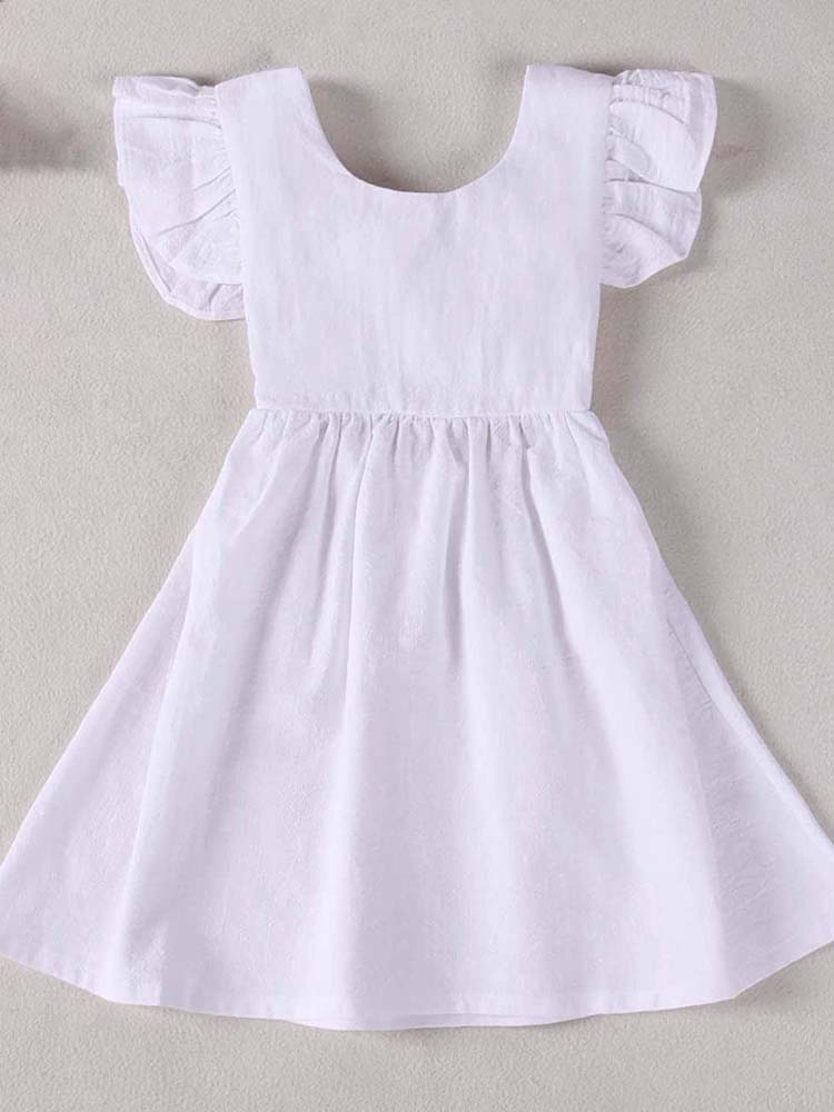 White Tie Bow Back Girls Party Dress - 9m to 12m - Stylemykid.com