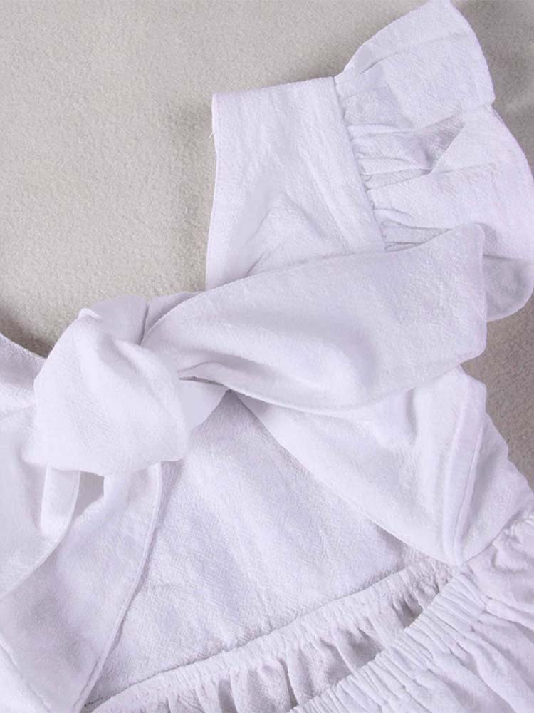 White Tie Bow Back Girls Party Dress - 9m to 12m - Stylemykid.com