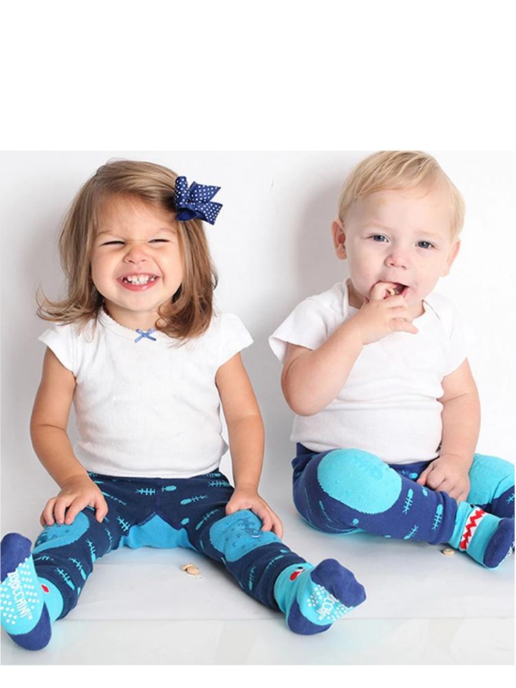 Zoocchini - Baby Leggings & Socks Set - Grip+Easy Comfort Crawlers - Sherman the Shark 12 to 18 Months - Stylemykid.com