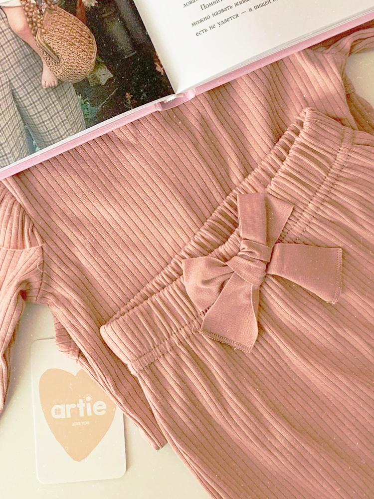 Artie - Ribbed Pink Baby Girls Bodysuit with Ruffles - Rose Forest 0 to 3 months - Stylemykid.com