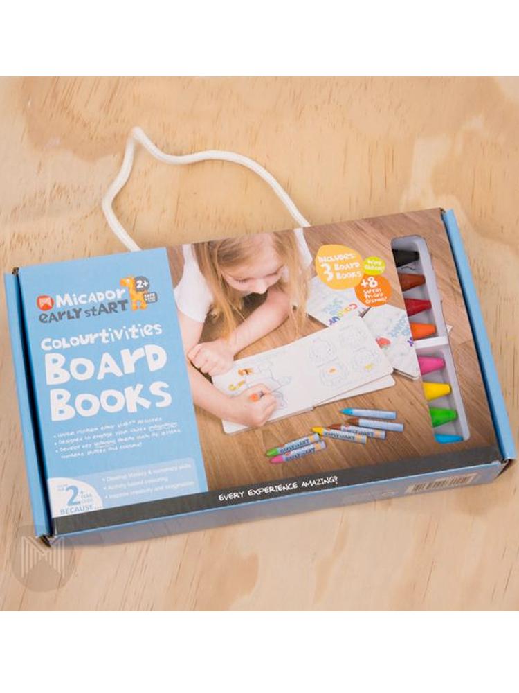 Micador early stART - Colourtivities Board Book & Tri-Grip Crayon Set - Stylemykid.com