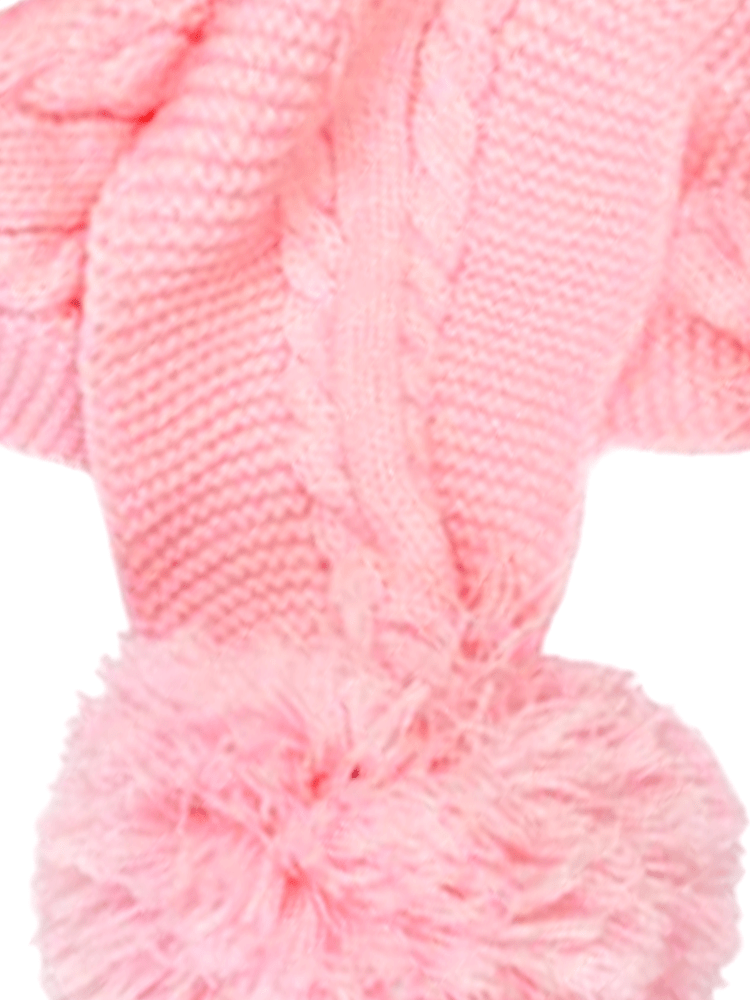 Dusky Pink Cable Knit Pom Pom Scarf - 3-24 Months - Stylemykid.com