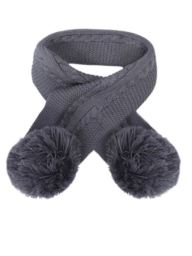 Slate Blue Cable Knit Pom Pom Scarf - 3-24 Months - Stylemykid.com