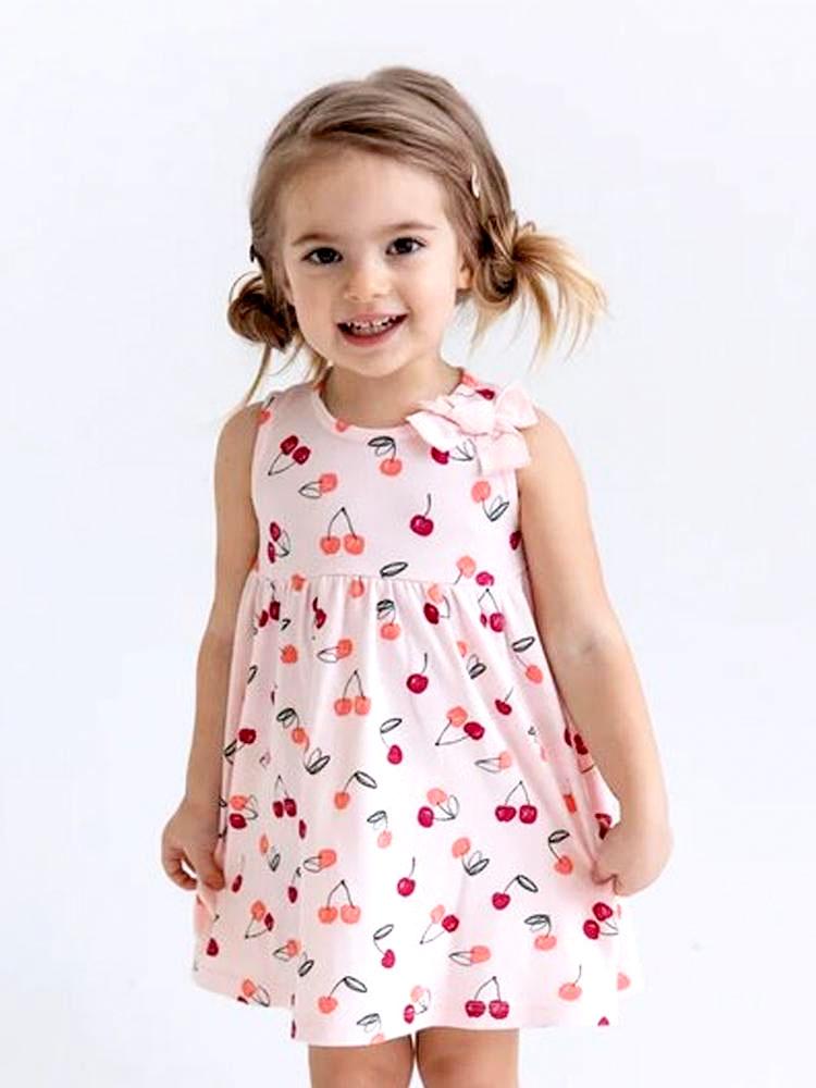 Artie - Sweet Cherry Bow Baby and Girl Pink Dress - Stylemykid.com
