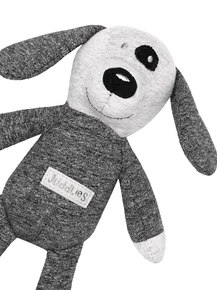 Juddlies - Baby Soft Toy Rattle Comforter - Organic Graphite Grey/Black Dog - Raglan Collection - Stylemykid.com