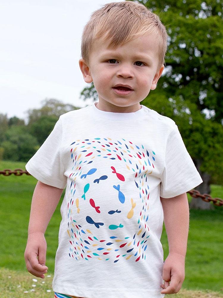 KITE Organic - Fishy Fishy Multi coloured T-shirt - 3 to 18 months - Stylemykid.com
