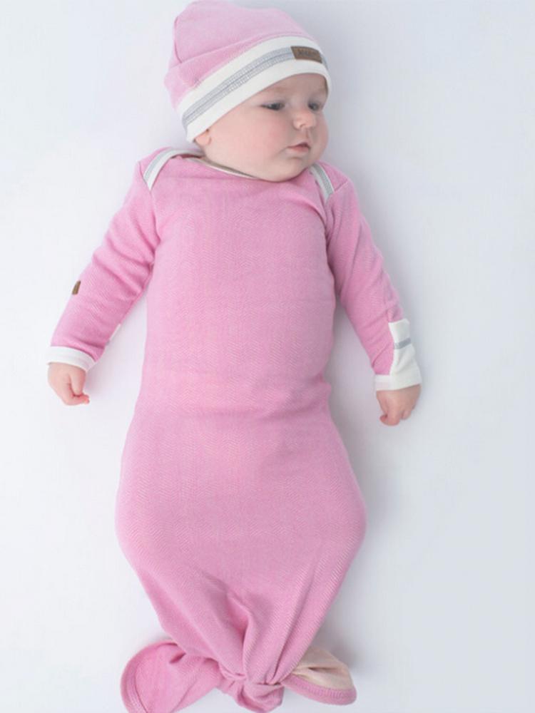 Juddlies - Newborn Organic Knotted Baby Nightgown - Sunset Pink - Cottage Collection - Stylemykid.com