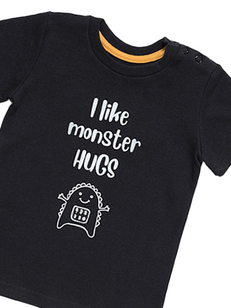 Artie - I Like Monster Hugs - Boys Black T Shirt - Stylemykid.com