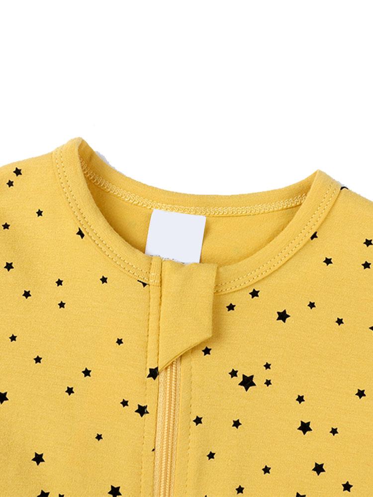 Mustard Stars Baby Zip Sleepsuit with Hand & Feet Cuffs - Stylemykid.com