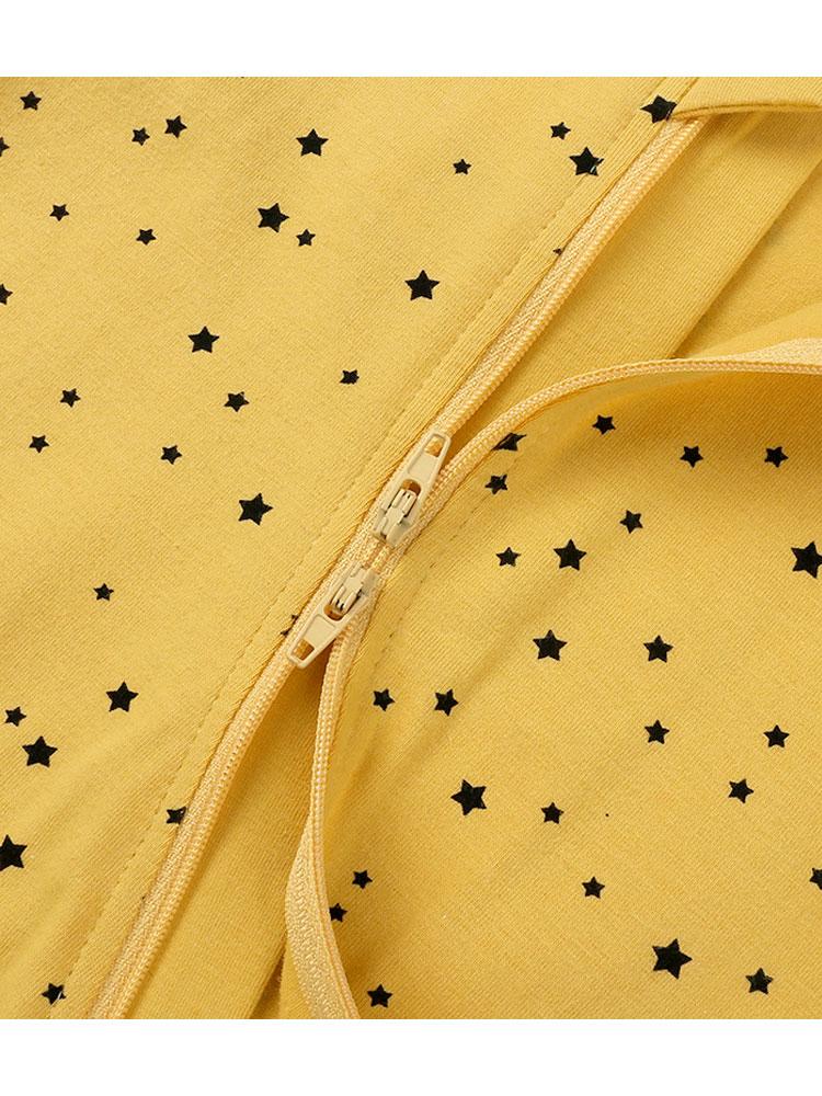 Mustard Stars Baby Zip Sleepsuit with Hand & Feet Cuffs - Stylemykid.com