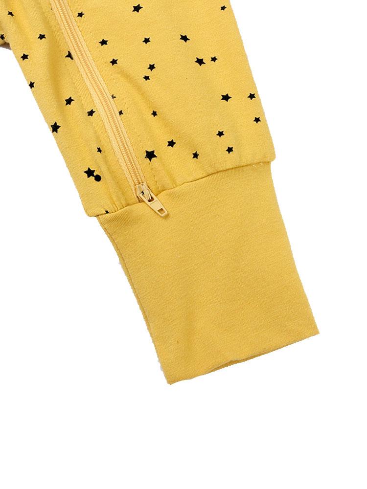 Mustard Stars Baby Zip Sleepsuit with Hand & Feet Cuffs - Stylemykid.com