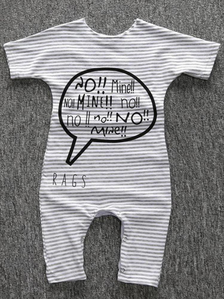 No! Mine!! Black and White Striped Baby Romper Playsuit - Stylemykid.com