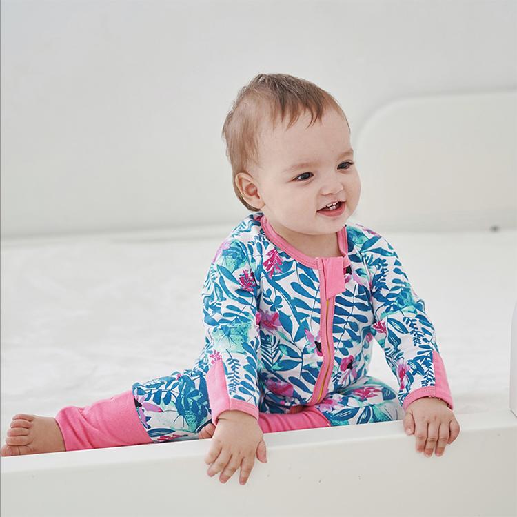 Pink Petals Baby Zip Sleepsuit with Hand & Feet Cuffs - Stylemykid.com