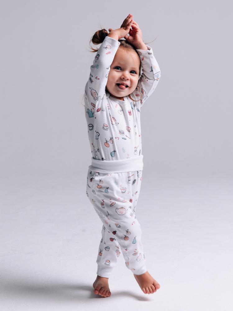 Artie Tea & Cakes Pattern White Baby Bodysuit - Tea Time! 9 to 12 Months - Stylemykid.com