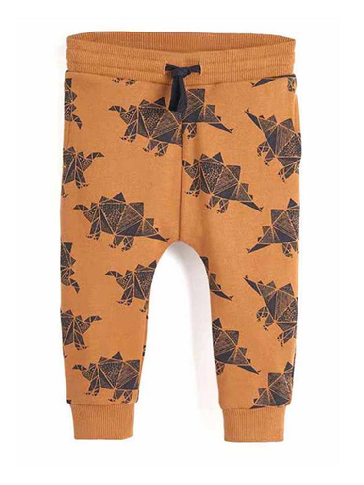 Super Stegosaurus - Dinosaur Print Boys/Girls Tan & Black Tracksuit - 2 Piece Set - Stylemykid.com