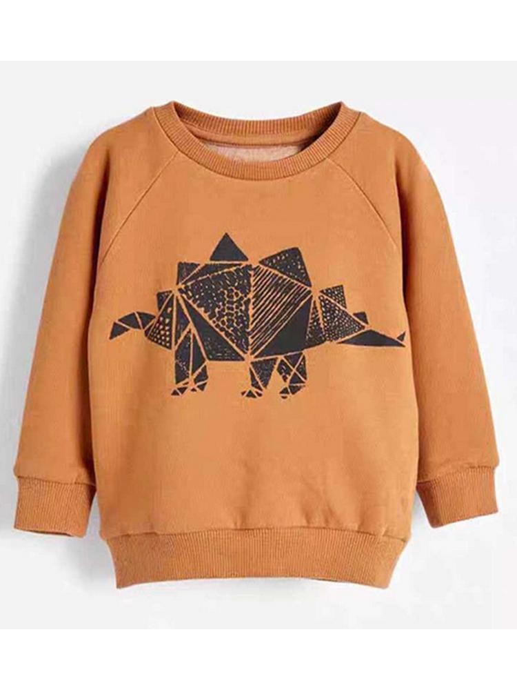Super Stegosaurus - Dinosaur Print Boys/Girls Tan & Black Tracksuit - 2 Piece Set - Stylemykid.com