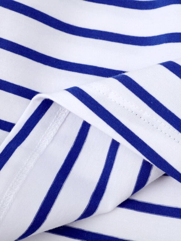 Tweetie Bird - Girls Long Sleeve Blue and White Flared Striped Dress - Stylemykid.com
