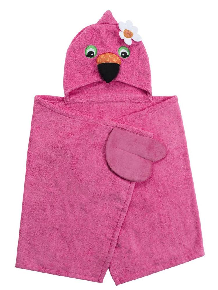 Zoocchini - Cotton Kids Hooded Animal Towel - Florie the Flamingo - Age 2 years up - Stylemykid.com