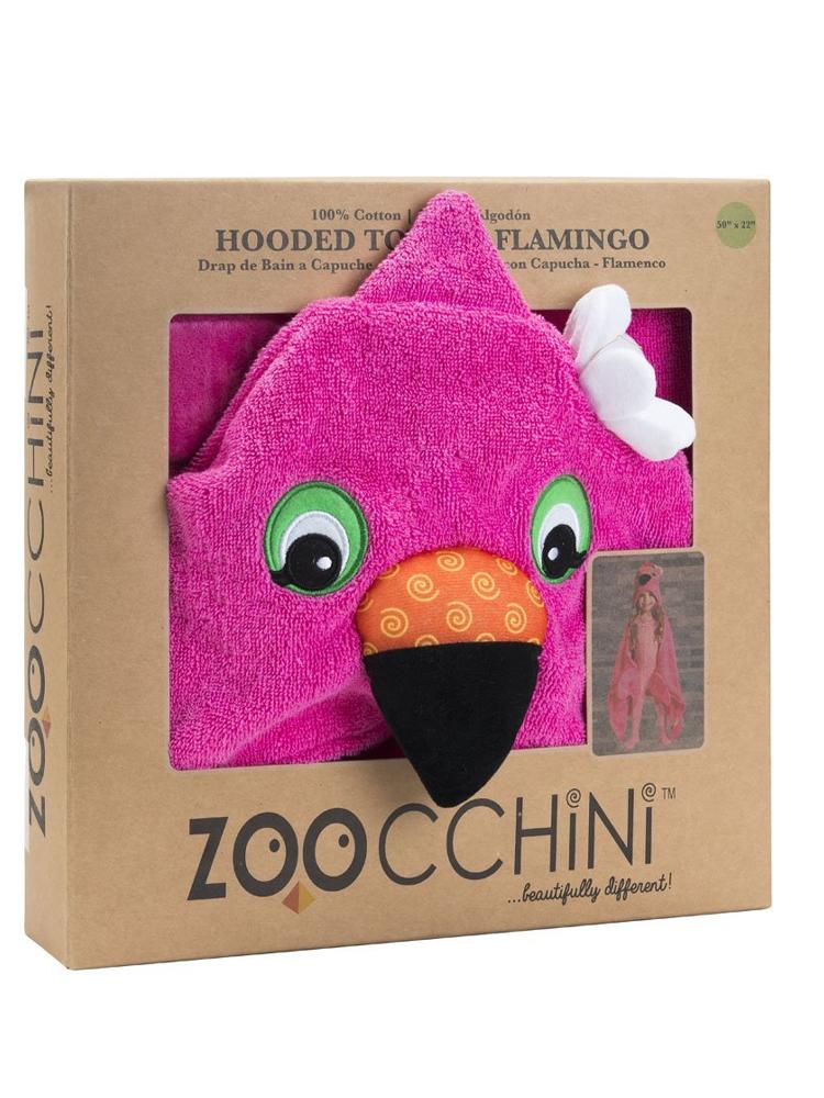 Zoocchini - Cotton Kids Hooded Animal Towel - Florie the Flamingo - Age 2 years up - Stylemykid.com