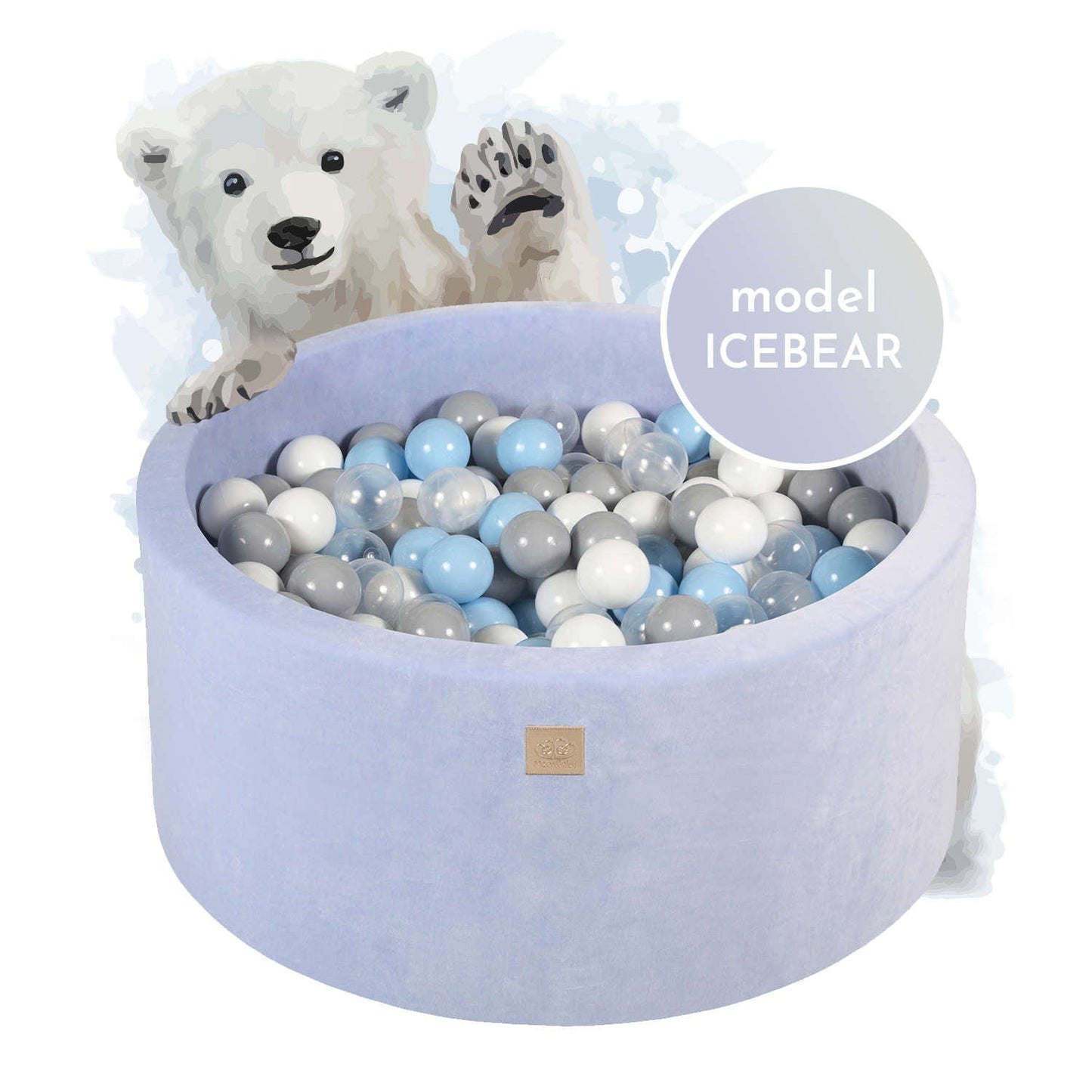 Luxury Velvet Round Ball Pit - Ice Bear For Kids By MeowBaby - Stylemykid.com