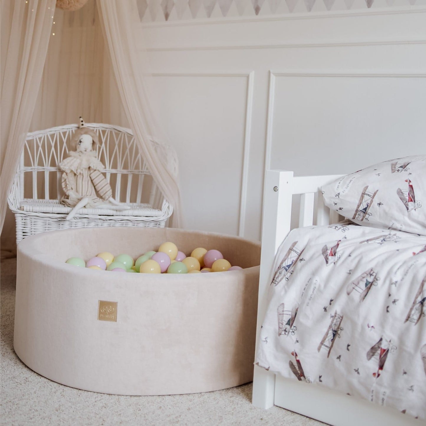 Luxury Velvet Round Ball Pit - Spring For Kids By MeowBaby - Stylemykid.com