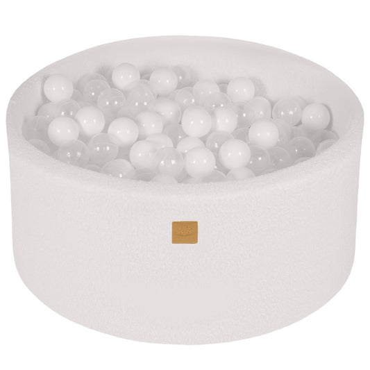 Luxury Boucle Round Ball Pit - White For Kids By MeowBaby - Stylemykid.com