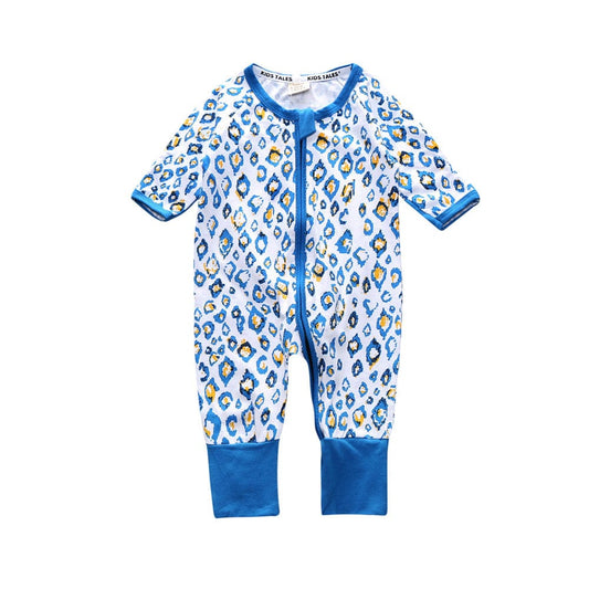 Blue Snow Leopard Zip Sleepsuit - Stylemykid.com