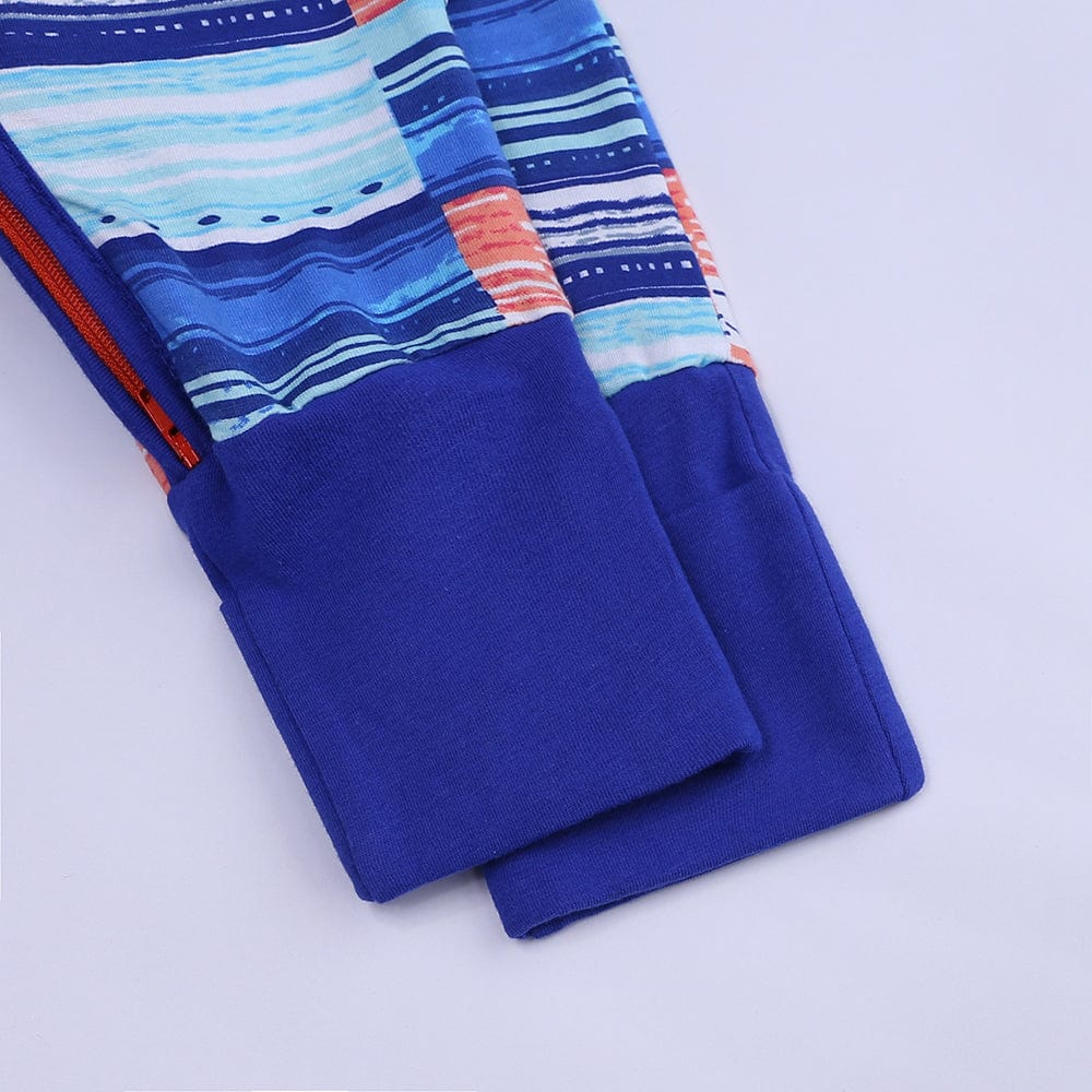 Peachy Blue Colour Block Zip Sleepsuit - Stylemykid.com