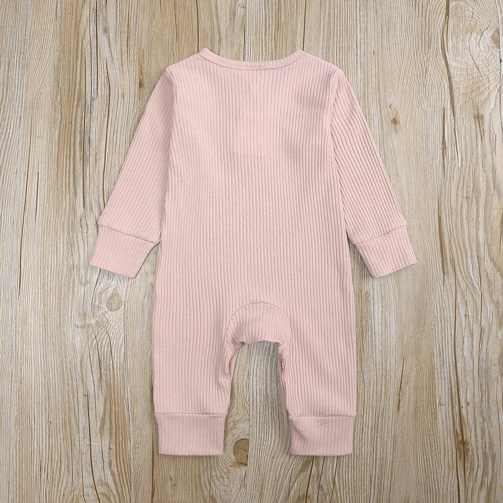 Blush Henley-Style Sleepsuit - Stylemykid.com