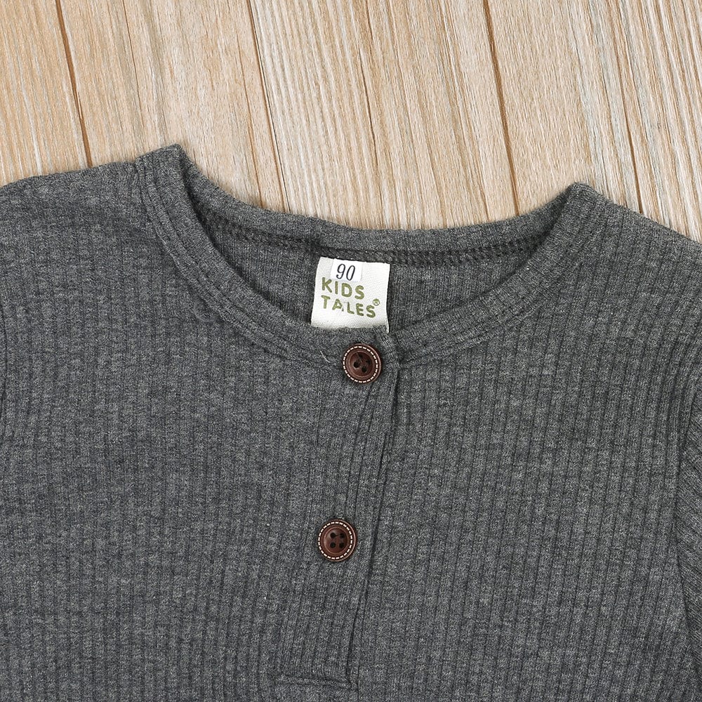 Charcoal Henley-Style Sleepsuit - Stylemykid.com