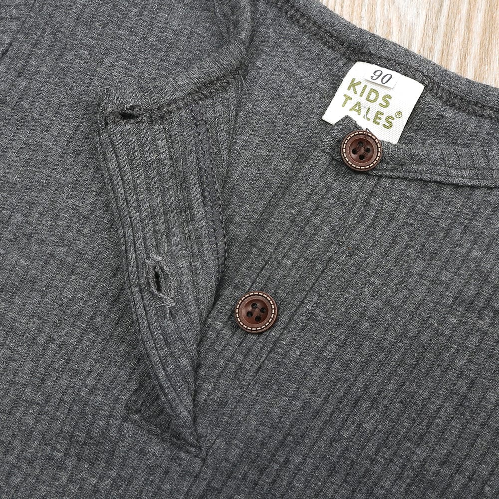 Charcoal Henley-Style Sleepsuit - Stylemykid.com