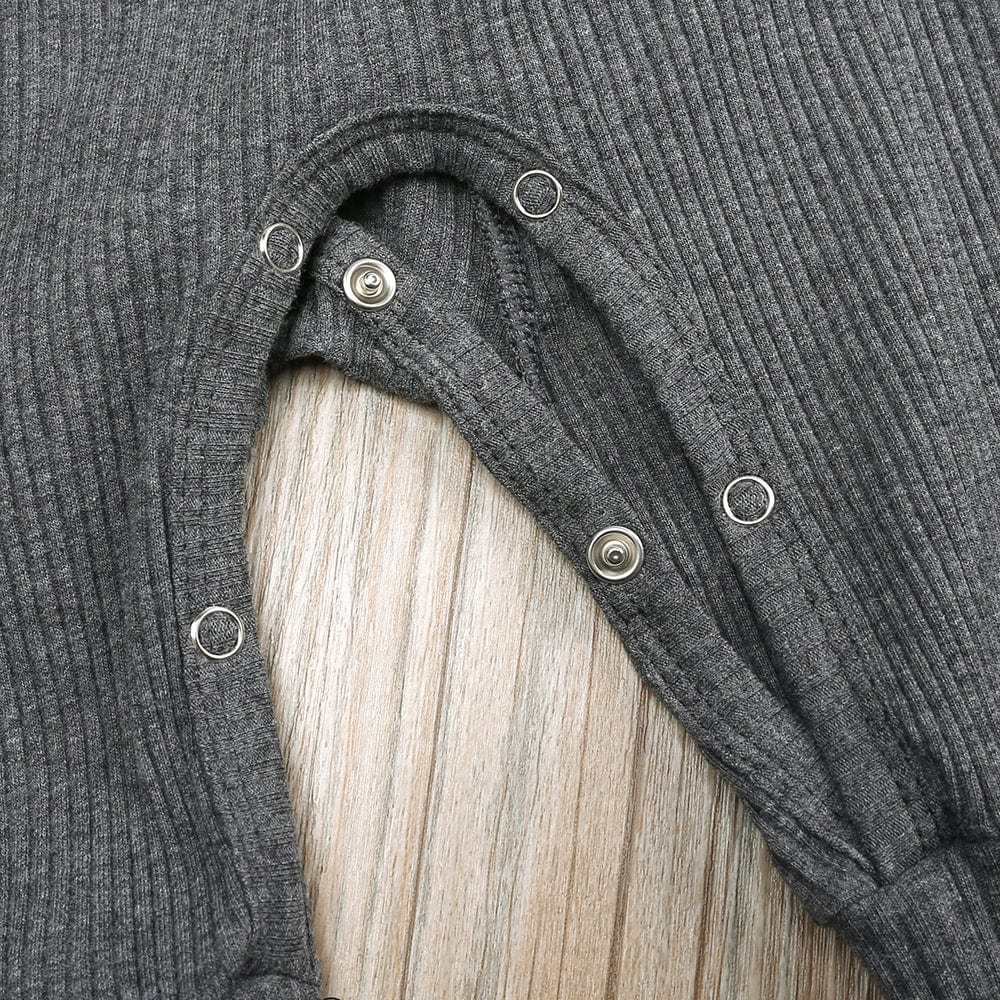 Charcoal Henley-Style Sleepsuit - Stylemykid.com