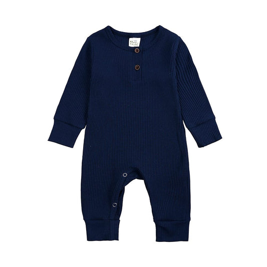 Navy Blue Henley-Style Sleepsuit - Stylemykid.com