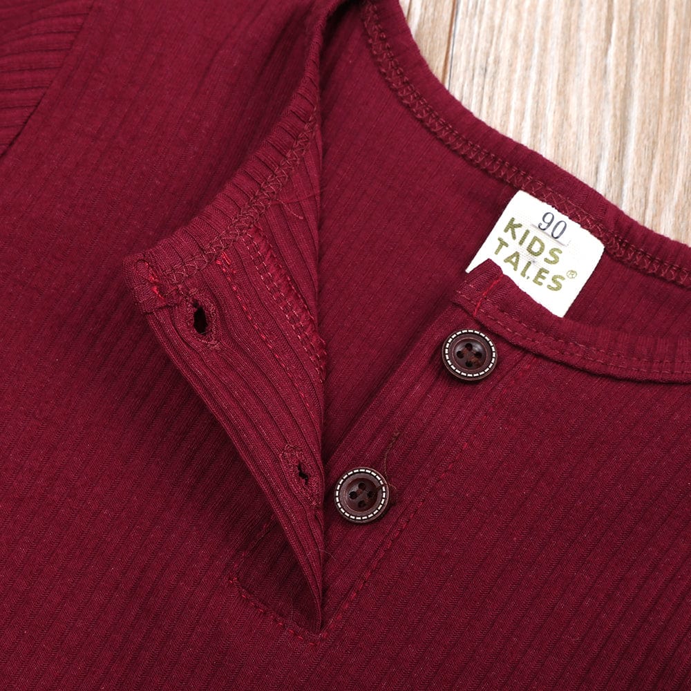 Burgundy Henley-Style Sleepsuit - Stylemykid.com