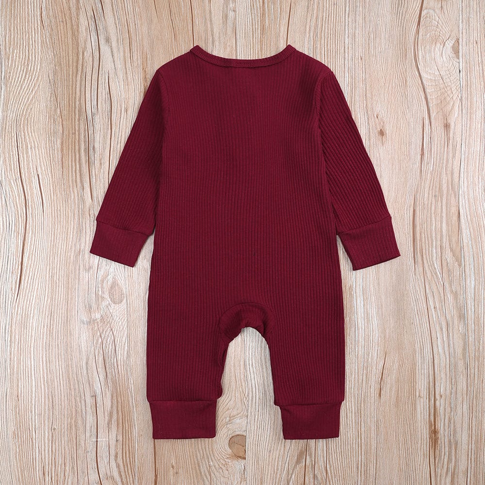 Burgundy Henley-Style Sleepsuit - Stylemykid.com