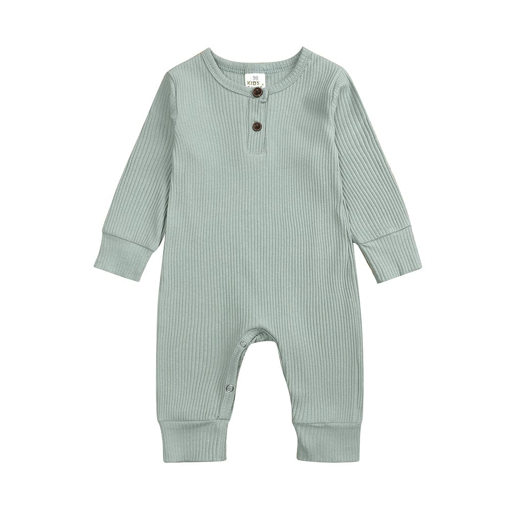 Sage Green Henley-Style Sleepsuit - Stylemykid.com