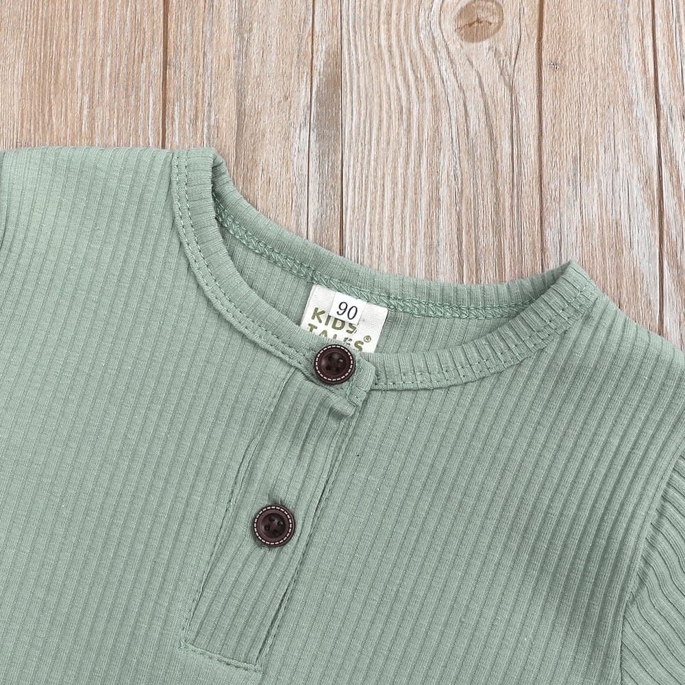 Sage Green Henley-Style Sleepsuit - Stylemykid.com