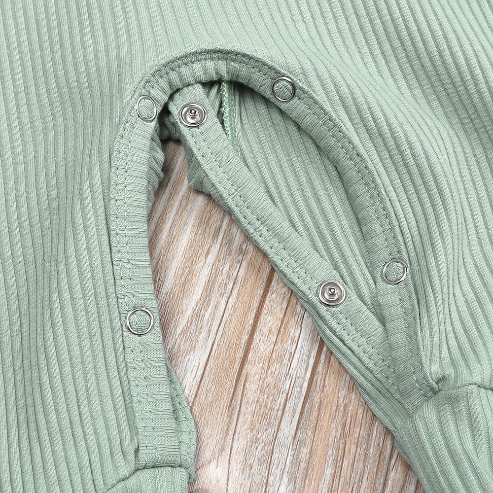 Sage Green Henley-Style Sleepsuit - Stylemykid.com