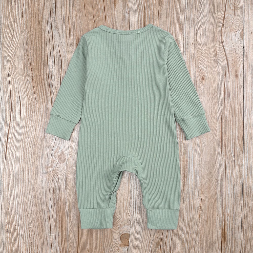 Sage Green Henley-Style Sleepsuit - Stylemykid.com