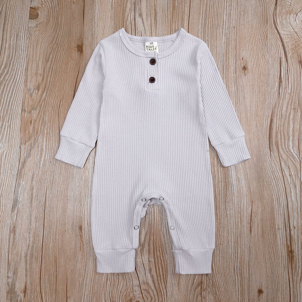 Pale Grey Henley-Style Sleepsuit - Stylemykid.com