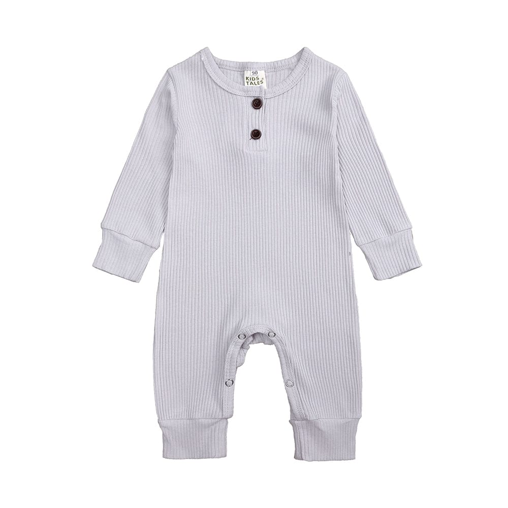 Pale Grey Henley-Style Sleepsuit - Stylemykid.com