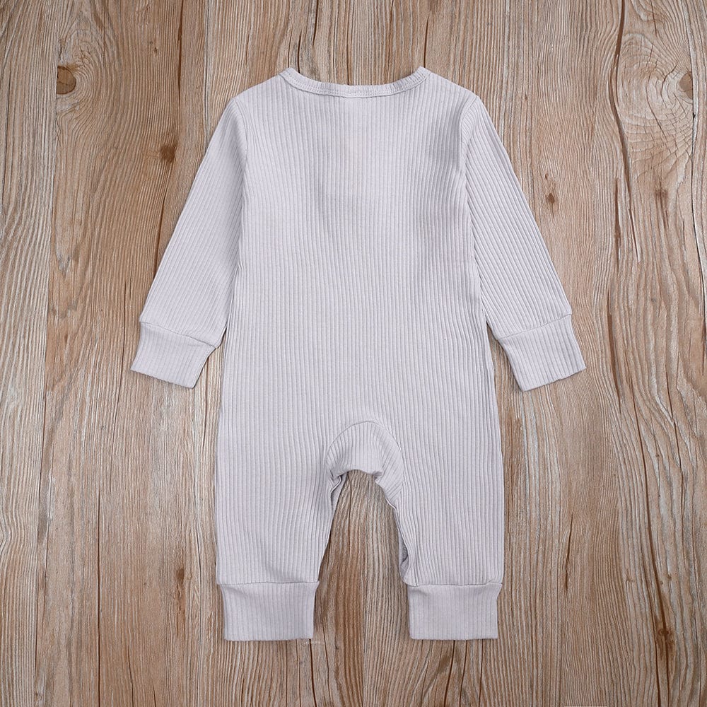 Pale Grey Henley-Style Sleepsuit - Stylemykid.com