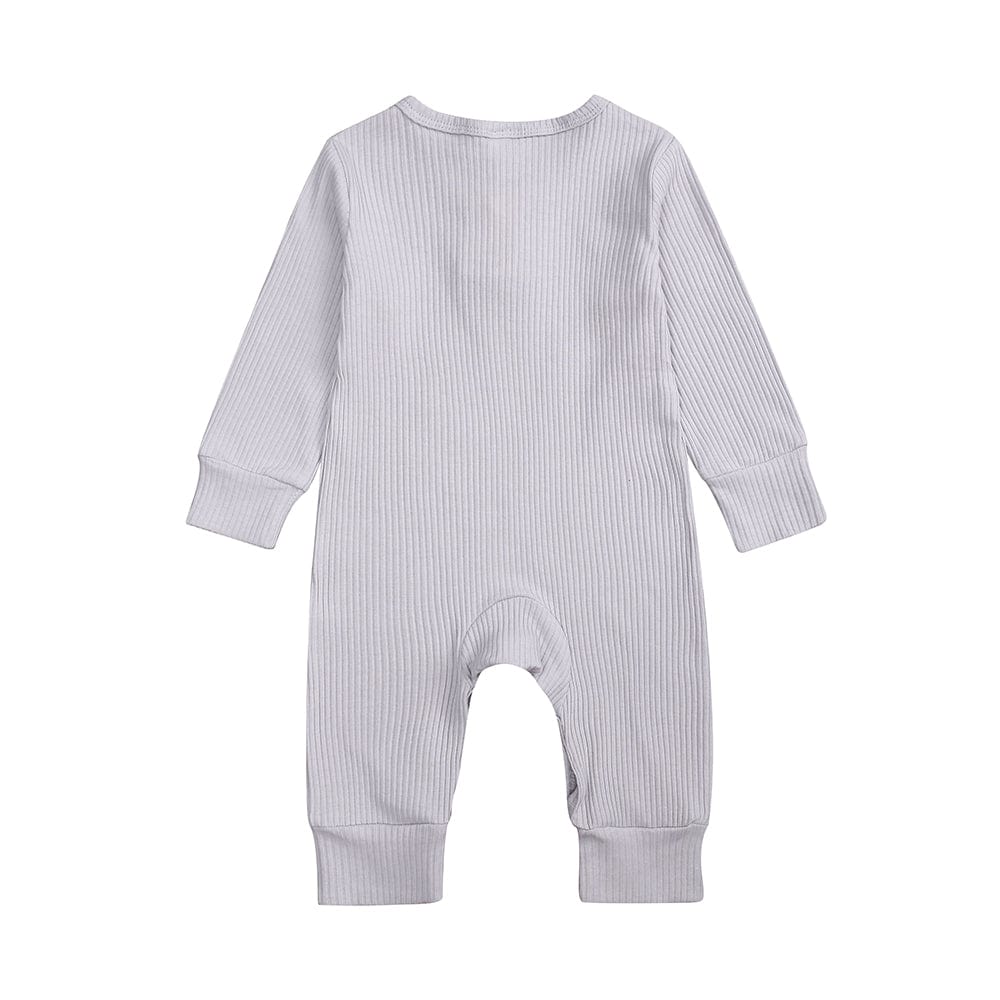 Pale Grey Henley-Style Sleepsuit - Stylemykid.com