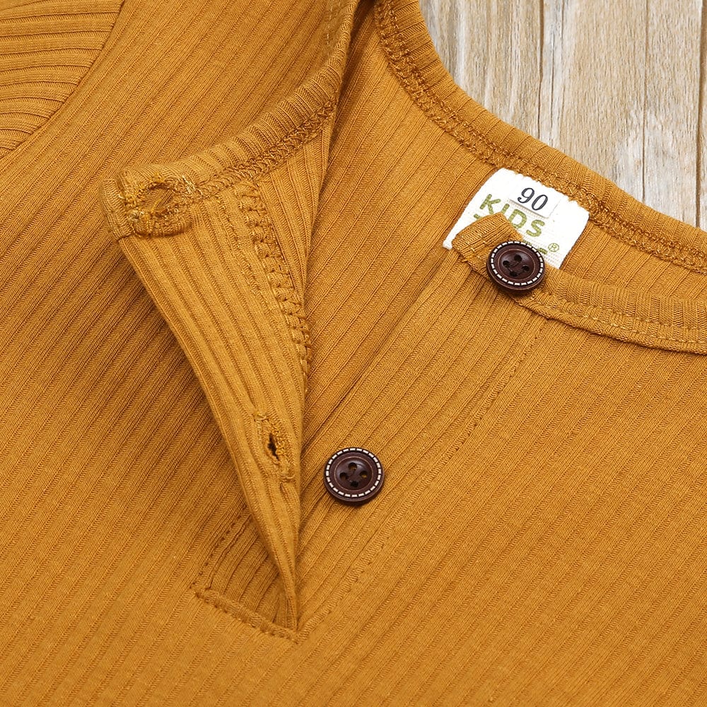 Ochre Henley-Style Sleepsuit - Stylemykid.com