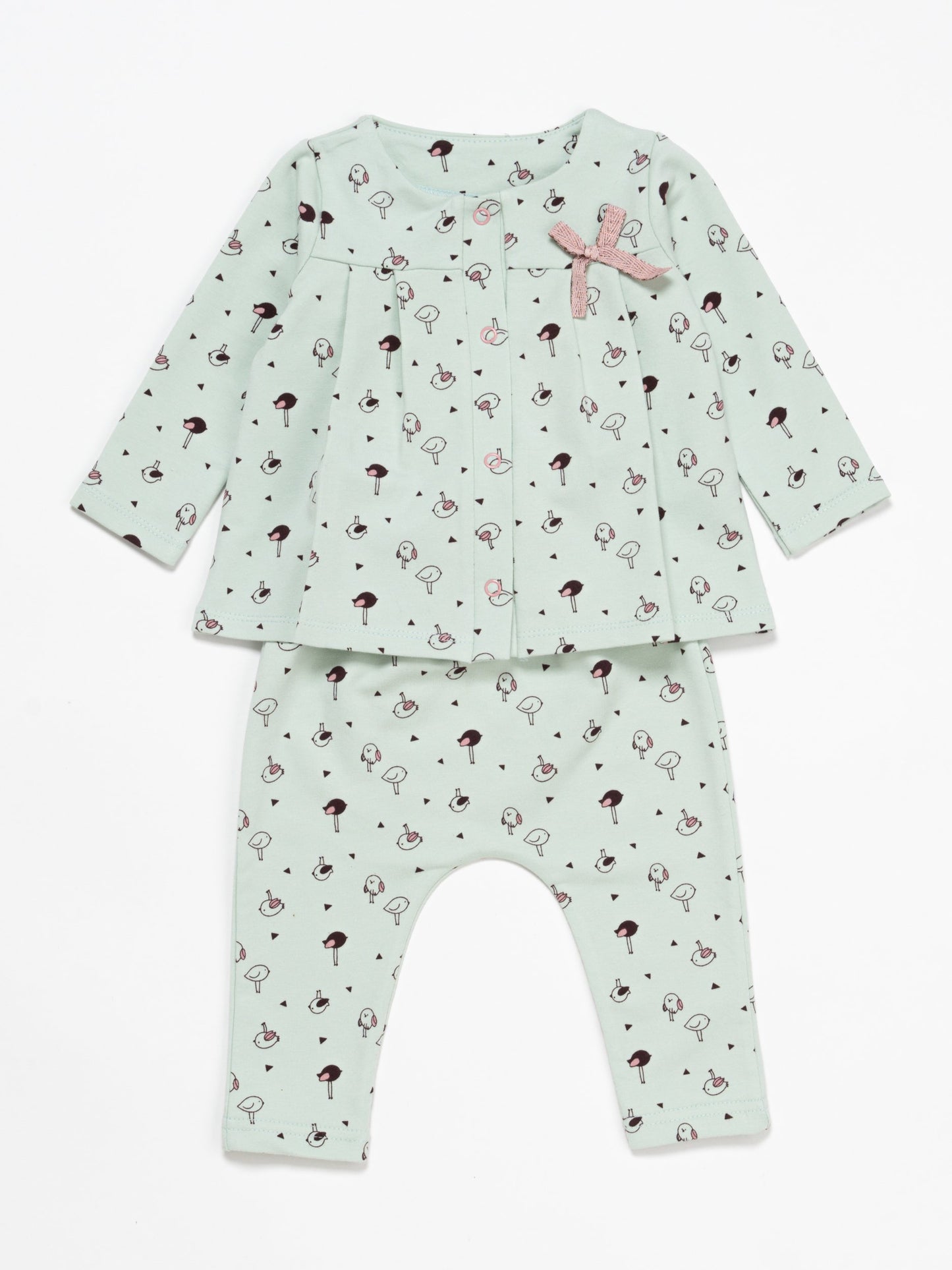 Artie - Little Chicks Pale Green 2 Piece Top and Bottoms Outfit - 3 to 6 and 9 to 12 months - Stylemykid.com