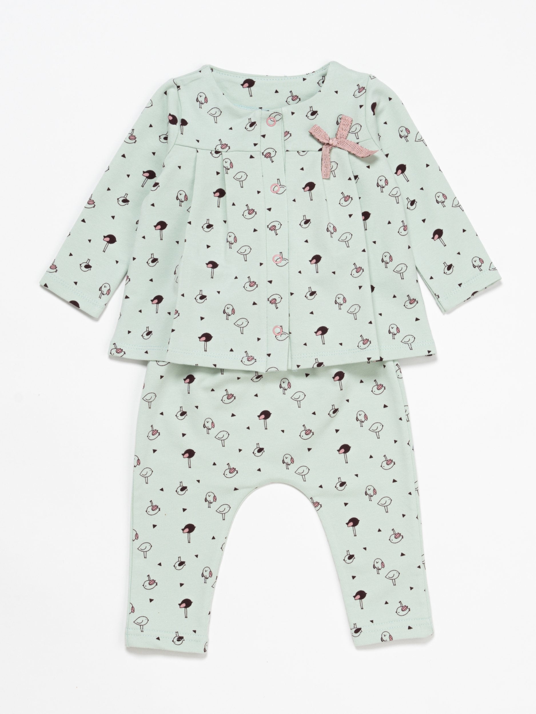 Artie - Little Chicks Pale Green 2 Piece Top and Bottoms Outfit - 3 to 6 and 9 to 12 months - Stylemykid.com