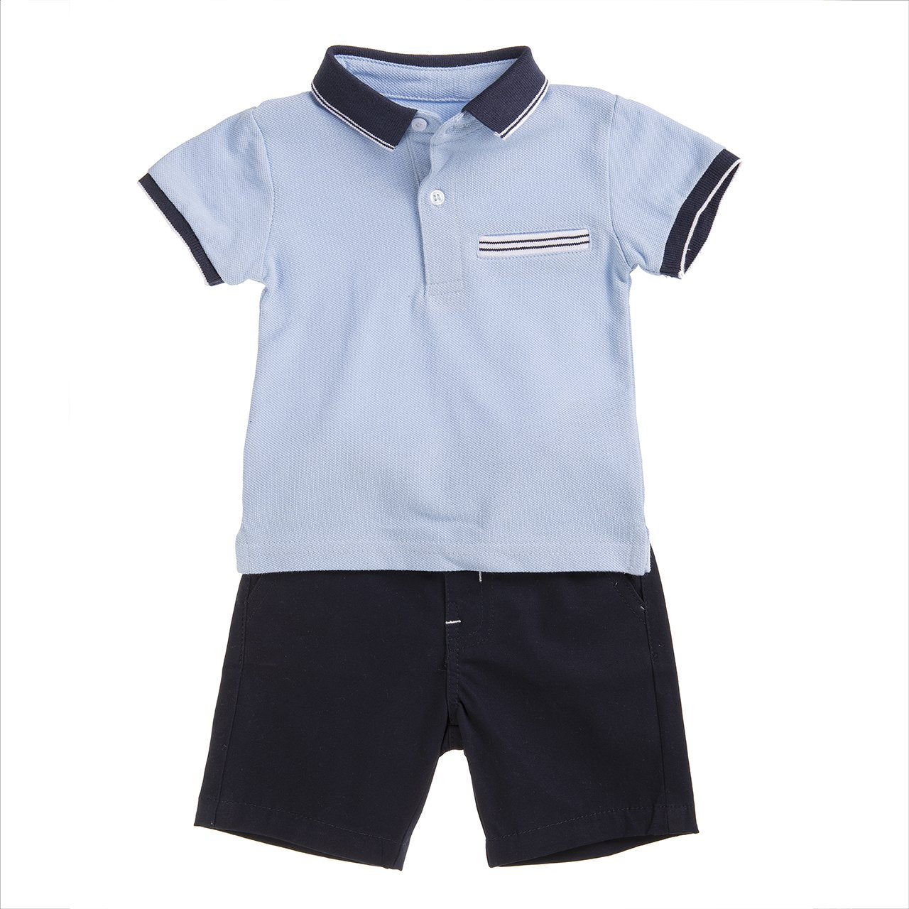 Babybol - Boys Blue Polo Shirt and Shorts Outfit (5-6Y) - Stylemykid.com