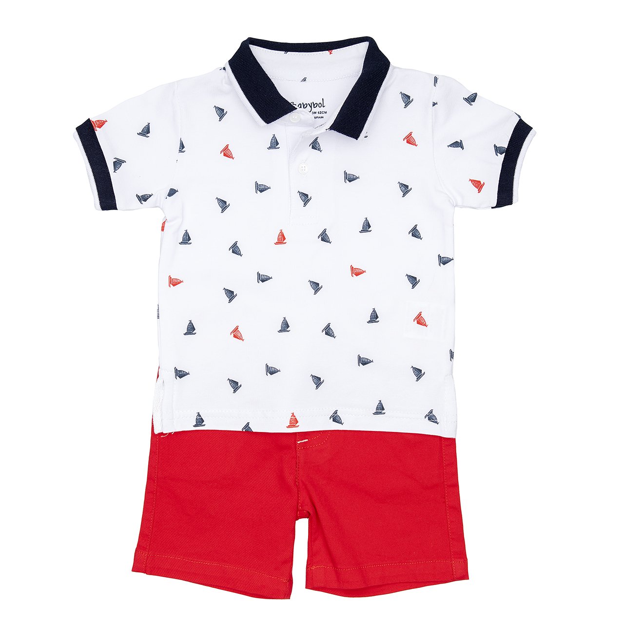 Babybol - Boys Red, White & Blue Sailing Boat Polo Shirt and Shorts Outfit - From 0 to 24 months - Stylemykid.com